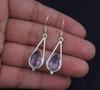 Massiver 925er Sterlingsilber Amethyst Edelstein Handgefertigt Designer Hänge Ohrring Geschenk für Sie