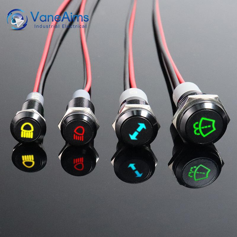 8/10/12/14MM Waterproof Metal LED Indicator Light Wiring Pilot Signal Lamp Car Boat Panel Dashboard Warning 12V 24V 110V 220V