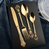 24/32pcs Gold Dinnerware Set Stainless Steel Royal Spoon Forks Knives Kitchen Cutlery Western Dinner Silverware Tableware Gift