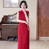 Red sleeveless national style new Chinese long improved cheongsam 1011 new women's high-end toasting engagement dress