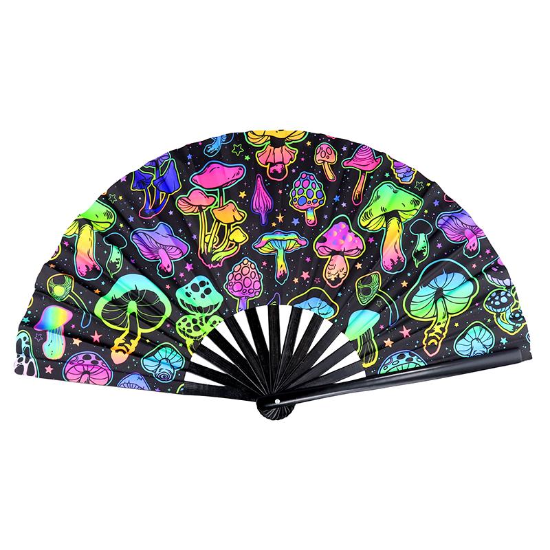 1pcs Colorful Foldable Rave Fan Japanese Large Reflective Handheld Fan Music Festival 33cm Gradient Folding Chinease