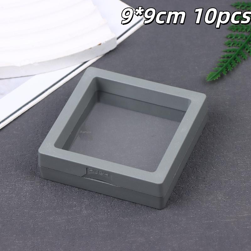 10Pcs Transparent Floating Display Box Plastic Film Jewelry Packaging Box Jewelry Necklace Ring And Collectible Storage Box