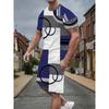 Summer Men's Casual Sports Suit 3D Informal Geometric Print T Shirt+Shorts 2PCS Outfits Fashion Striped Short Sleeve T-shirt Set