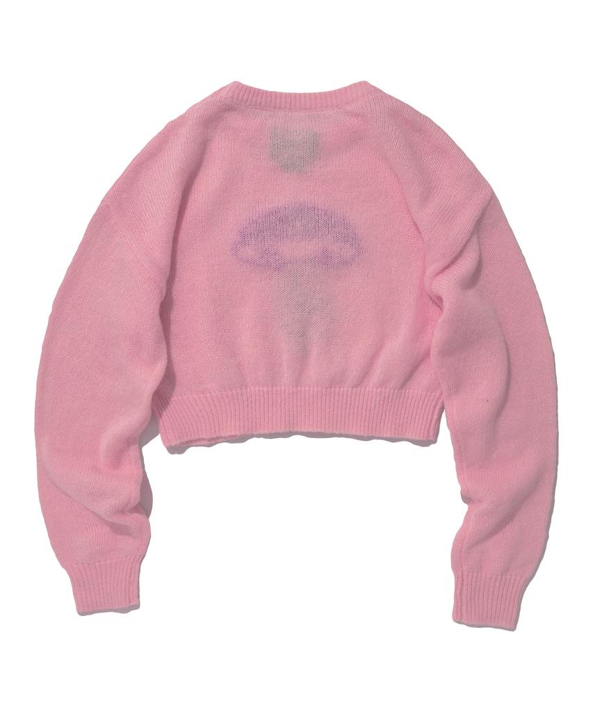 Seuweideu Mushroom Crop Knit Crewneck [Pink]