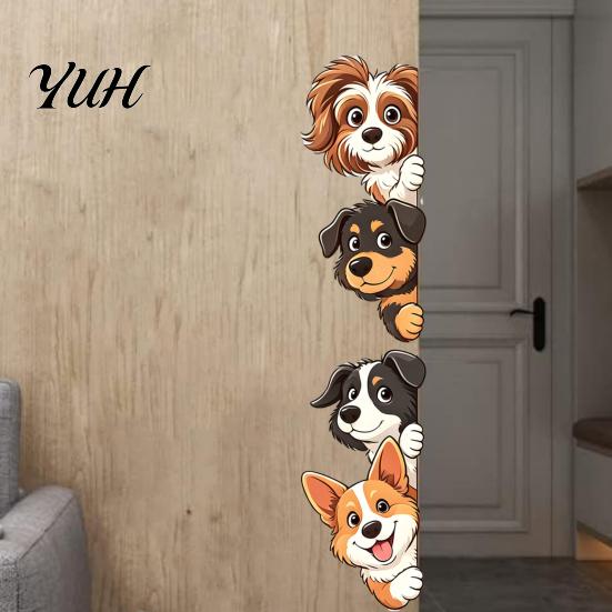 Durable Sunproof Vinyl Stickers Cartoon Puppy Wall Sticker, Easy Apply Waterproof PVC Decal, Creative Cute Decals Dog Pattern Glass for Bathroom
