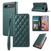 For iPhone 17 Air Case RFID Blocking Wallet Stand Rhombus Leather Phone Cover with Wrist Strap