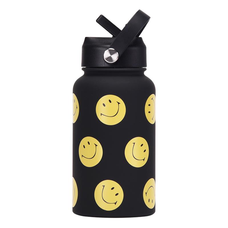 650Ml Sports Kettle Portable Handle Straw Water Cup Stainless Steel Beauty Mouth Printed Cup