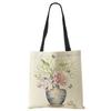 Plant Flowers Shopping Tote Bag Women Canvas Print Shoulder Bag Reusable Harajuku Large Capacity Travel School Handbag CLE