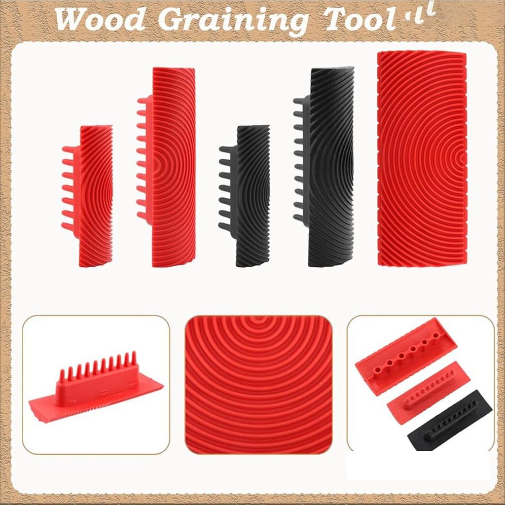 2025+ Wood Grain Tool Set - Wood Grain Painting Roller with Handle for Wall Floor Deck Furniture DIY Room Decoration
