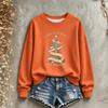 Women's Christmas Print Long Sleeve Crewneck Sweatshirt Casual Holiday Pullover Top