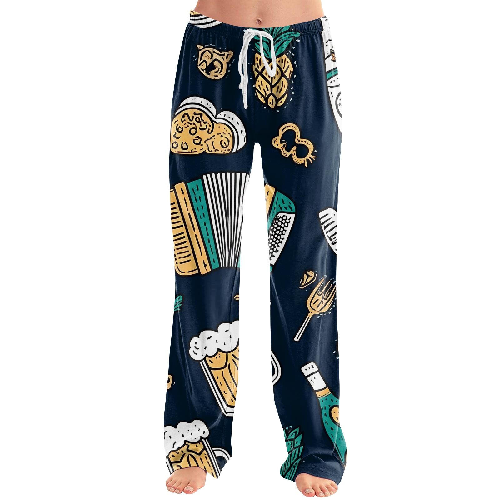

Women s Drawstring Lounge Pants Oktoberfest Print Casual Relaxed Fit Soft Fabric Elastic Waistband Full Length Trousers L синий