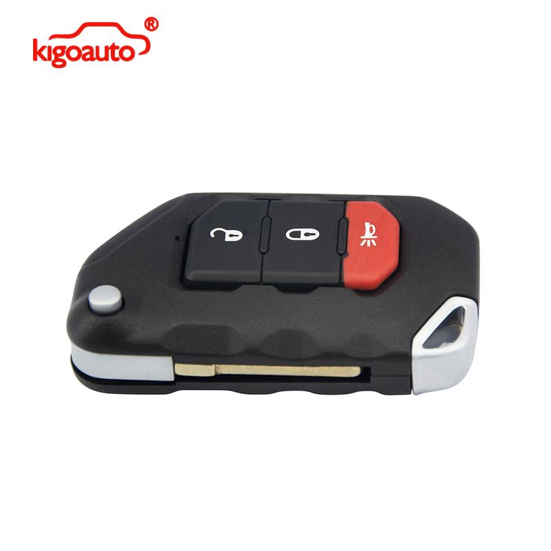 Kigoauto Remote Key Case Shell 3 Button with Panic OHT1130261 for Jeep Wrangler 2018-2019 Flip Key Fob Replacement Case Housing