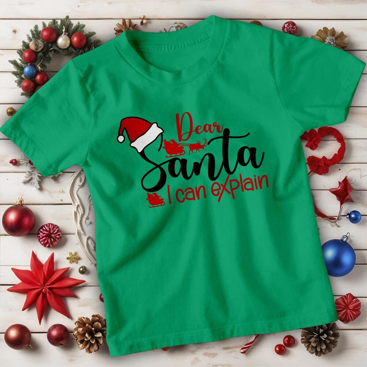 Boys and Girls Mischievous Santa Christmas T-Shirt Tee for Kids #MC S