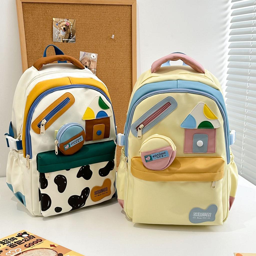 Schoolbag Girl High Value Backpack Girl Cute Junior High School Students Contrast Color Girl Heart Backpack.