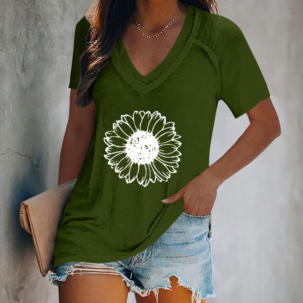 Dámské topy Oblečené letní Móda Ležérní Potisk Ležérní Tričko Ramenní Rukáv Výstřih do V Tenká splývavá tunika