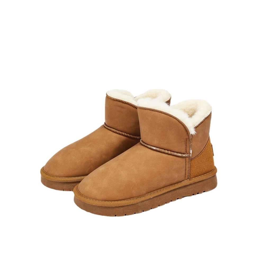 Damen Winter Schneestiefel mit Kunstfellfutter Plateau Kunstveloursleder Stiefeletten Chunky Warm Plüsch Schlupfstiefel Bequem Rutschfest Kurze Stiefeletten Schuhe für Damen