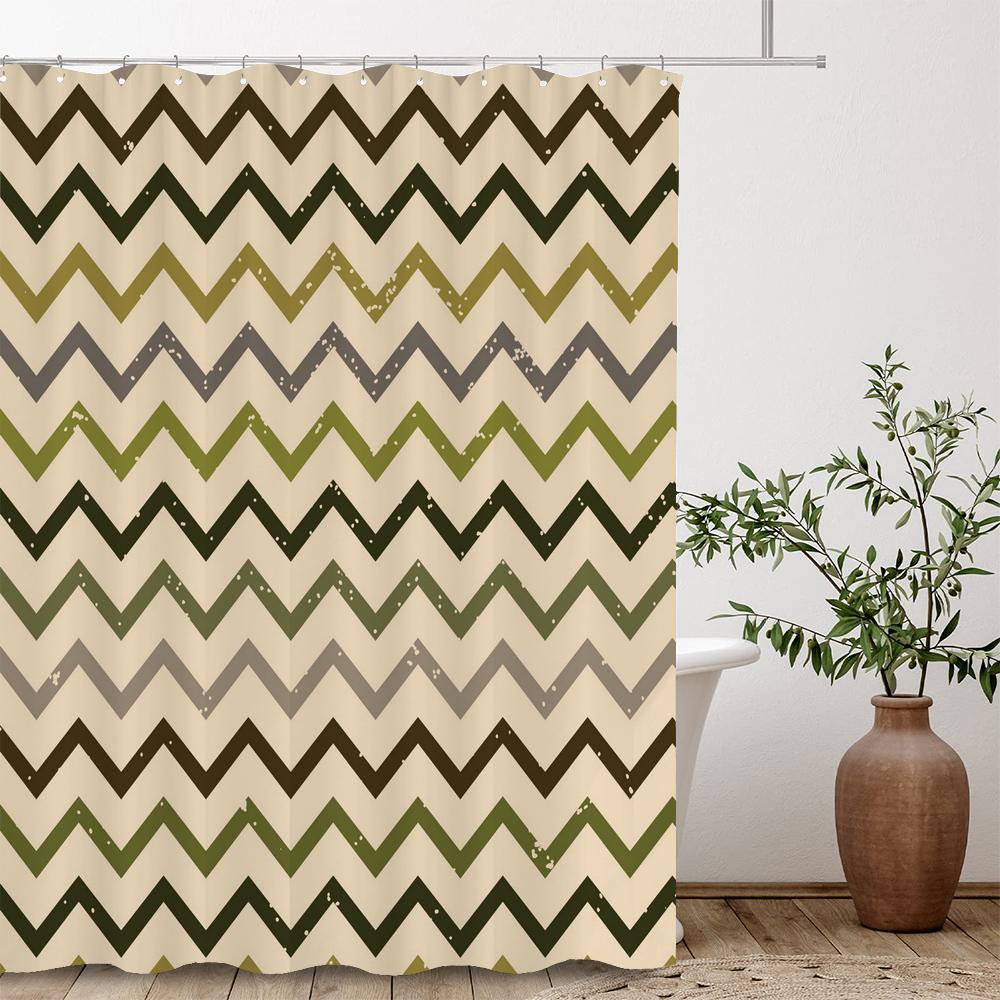 Retro Geometric patterns Bathroom Curtain Modern Minimalist style Polyester Fabric Shower Curtain for Bathroom with hooks