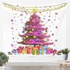 Jejeloiu Pink Christmas Tapestry Small  Kids Snowy Xmas Landscape Wall Art Winter Scene Wall Hanging Blanket Microfiber