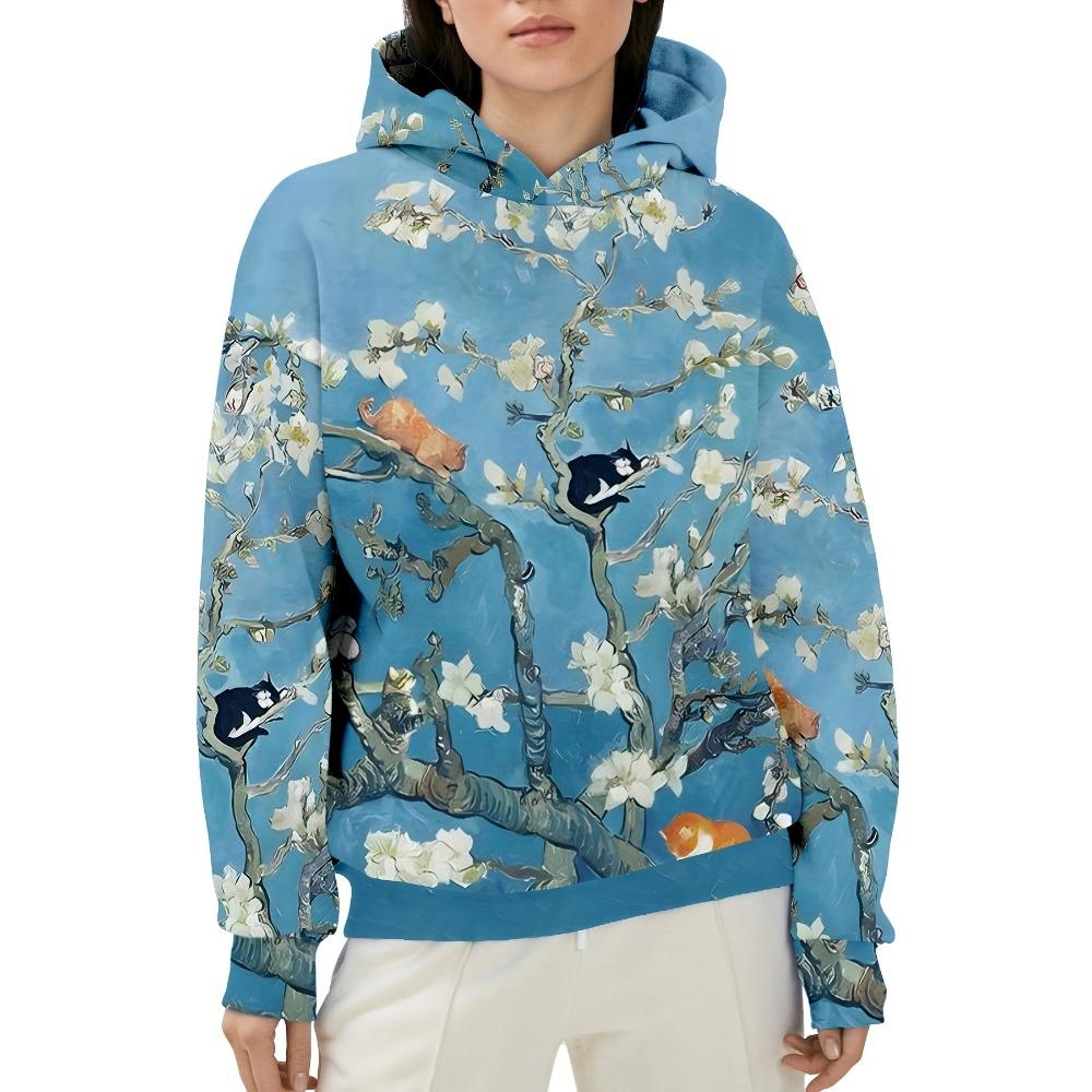 Plus Size - Plus Size - Pink Women'S Santa Claus Printed Casual Hoodie for Christmas