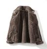 Men's Plus Size Lapel Leather and Fur Jacket - Winter Edition
