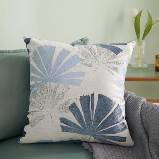 Same Style Jacquard High-precision Bedside Cushion Soft Package Geometric Leaf Square Cushion Leather Pillowcase Pastoral Style