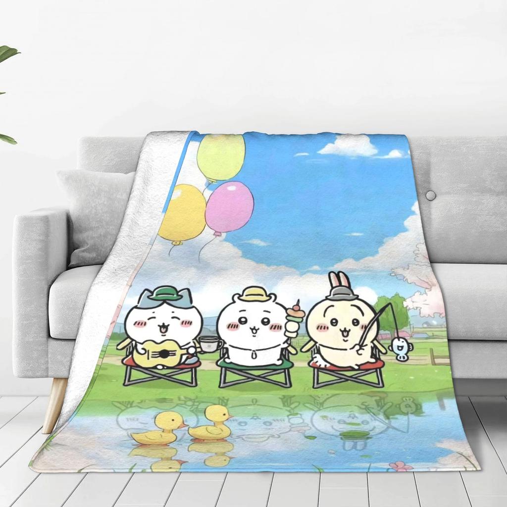 Chiikawa Swimming Blanket Quality Soft Warm  Throw Blanket Spring Children Living Room Novelty Bedspread