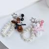 Adorable Rabbit Cherry Charm Keychain With Imitation Pearls Detachable Phone Strap Bag Accessories For Girls