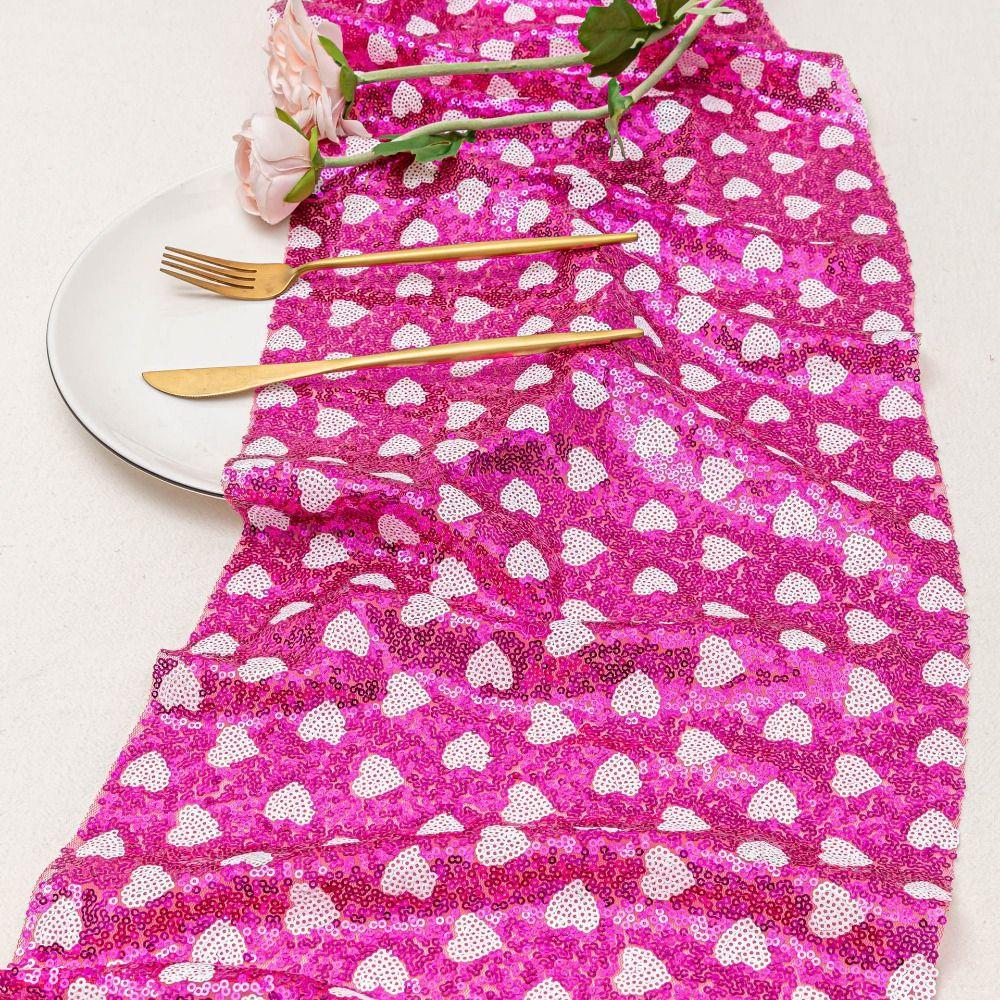 Love Heart Sequined Mesh Table Runner Romantic Table Flag Glitter Table Linens  Holiday Event