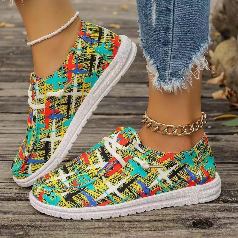 Plus Size Casual Shoes Women's New Canvas Flat Lace-up Low-top Loafers Women's Singles Shoes for Fall 2025