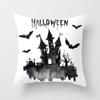 New Halloween Skull Pillow Black and White Pumpkin Print Pillow Case Peach Velvet Labeled Cushion