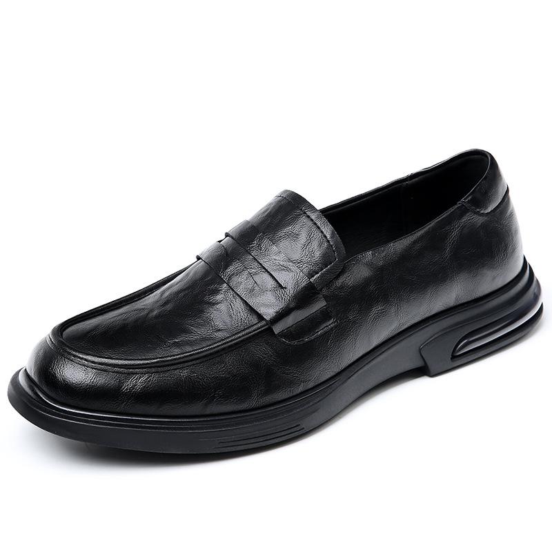 Men's shoes 2025 spring new leather platform foot cover dress business leather shoes men's one-pedal casual Doudou shoes