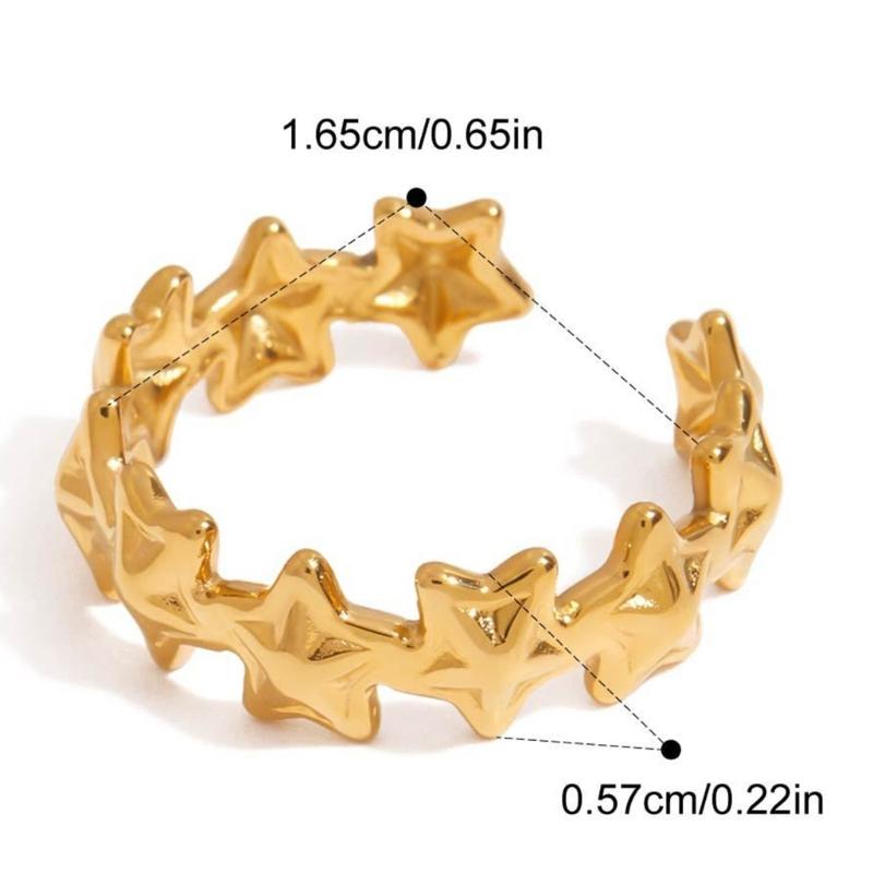 Sweet and Adjustable Opening Star Designs Stainless Steel Rings for Everyday Wear