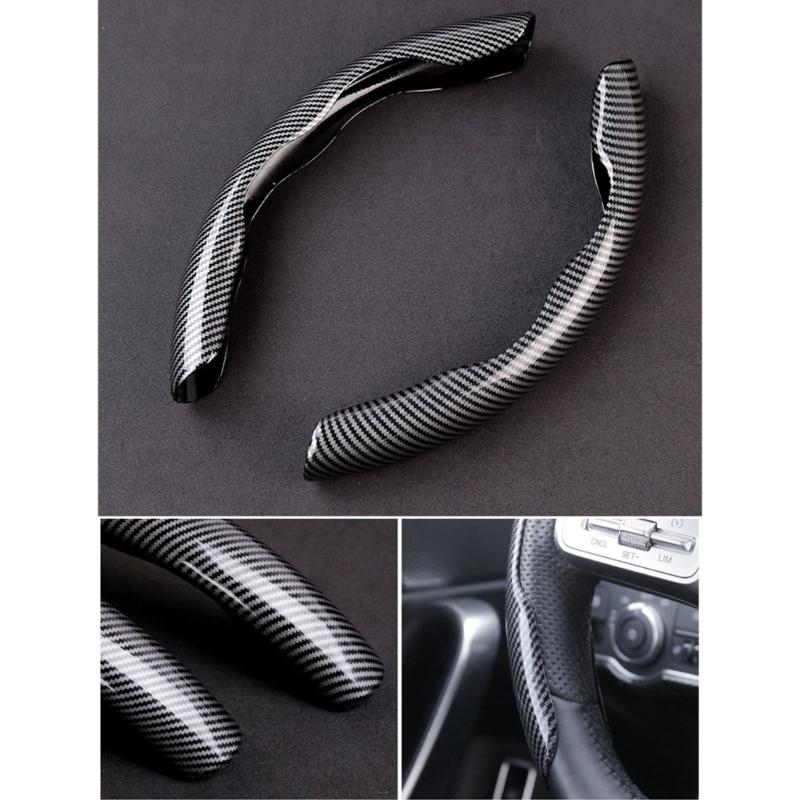Set Of 2 Elegant Carbon Fiber Design Steering Wheel Covers Strong Natural Fiber Construction Case for Season Use