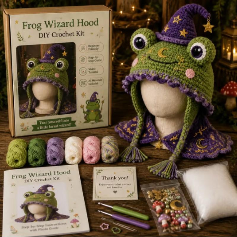 Practical Portable Fun Hood Hat DIY Crochet Kit Hand Knit Beanie Gifting