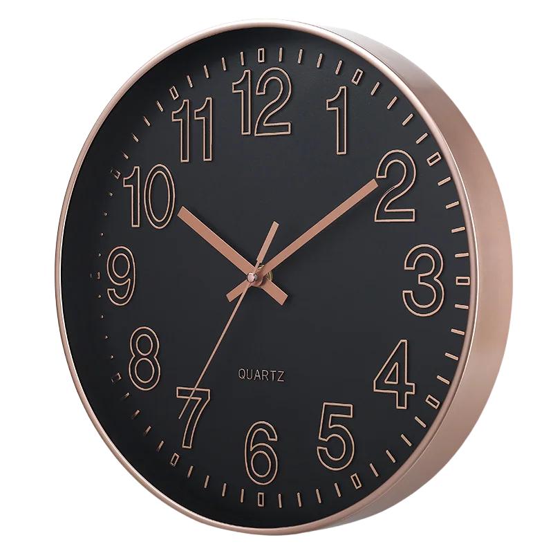 12 Inch Mute Room Wall Clock Mute Does Not Tick Round Three-dimensional Wall Hanging Clock for Study Bedroom Livingroom
