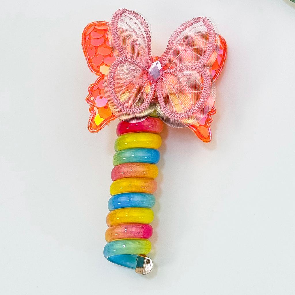 Cute Candy Color Telephone Wire Line Elasticity Rubber Band Elastic Butterfly Hair Rope For Kid Scrunchies Headbands Headwear