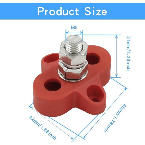 2Pcs Single Stud Battery Junction Post, 5/16 Inch Bus Bar Terminal Block, M8 Power