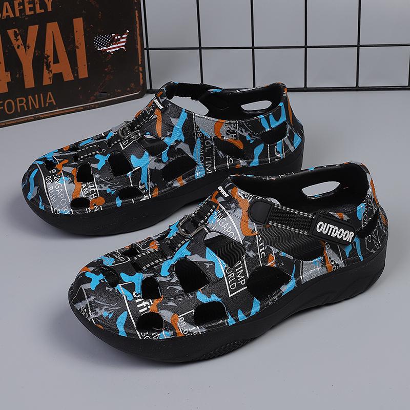 Men's wide toe shoes new outdoor casual sports sandals comfortable and lightweight beach shoes hollow garden shoes cave shoes