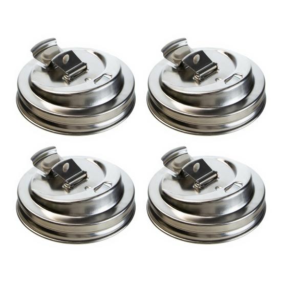 4Pcs Stainless Steel Mason Jar Lids Wide Mouth Reusable Drinking