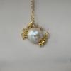 Ocean World Clownfish & Pearl Necklace - Kissing Goldfish Pendant On Colorfast Collarbone Chain