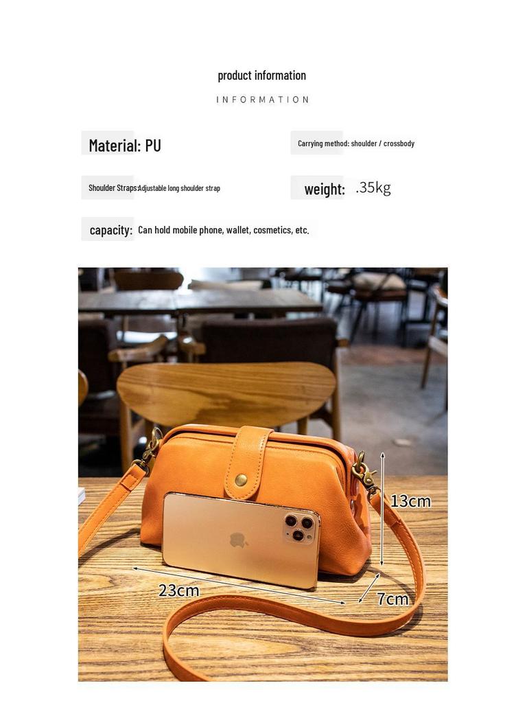 2025 Summer Women's Soft Leather Gold Shell Messenger Bag - Retro Style for Trendy Taiwanese Fashion