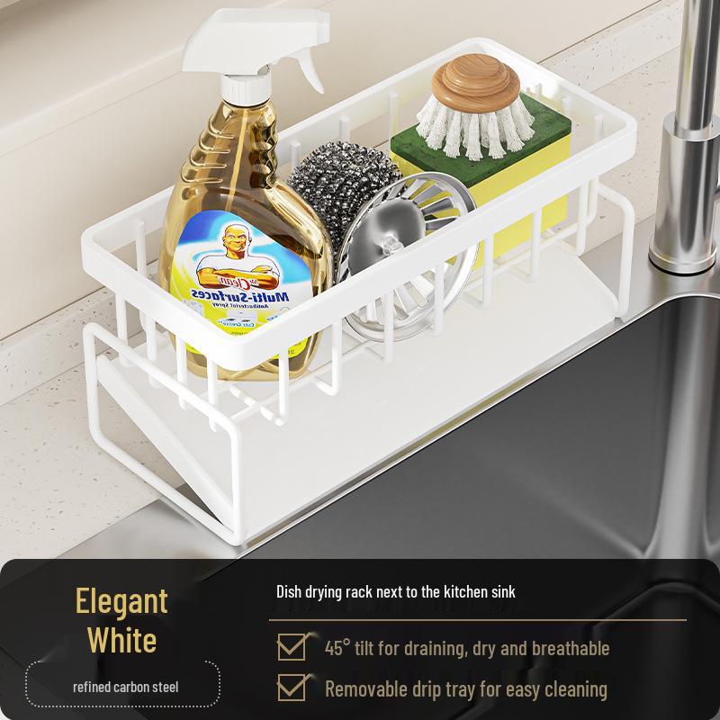 Punch-Free Spice & Rag Storage Rack for Kitchen Sink Faucet