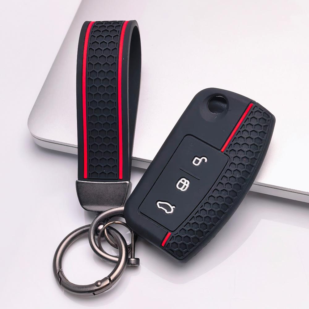Silicone Key Cover keychain for Ford 3 Button Flip Key Anti-Scratch Protective, Fits Ford Focus Mondeo Fiesta C-Max Galaxy Kuga Anti-Scratch Against