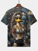 3D Duck Girl with Golden Chains And Tattoos Printed Men'S Casual T-Shirt – Stylish Round Neck Summer Top for Outdoor Activities, Gym, Running, Or Gift