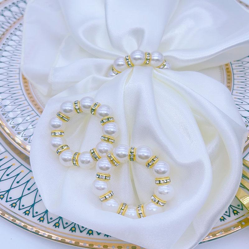 exquisite pearl inlaid diamond napkins ring Wedding Christmas Table Decor Stylish Dining Accessory for Holiday Party