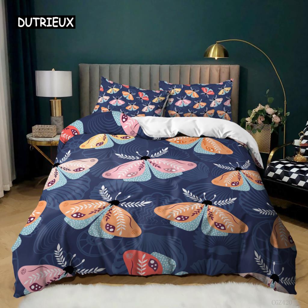 Butterfly Duvet Cover Set Full Size Butterfly Bedding Set for Kids Teens Microfiber Bohemian Style Butterflies Comforter Cover
