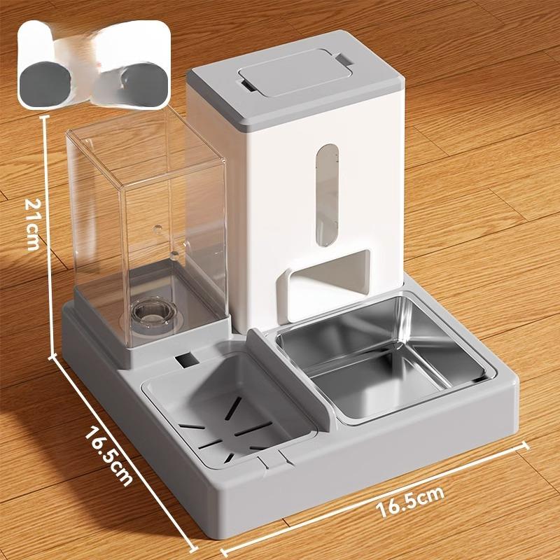 Cat Bowl  Cat Food Bowl  Pet Stainless Steel Double Bowl Automatic Waterer Feeder  Dog Bowl  Dog Bowl and Drinking Water All-in-one Product