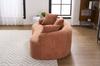 Modular, Curved Two-seater Sofa, Contemporary Style, Including Three Decorative Cushions, Ideal for Small Apartments, No Assembly Required, Coral Pink