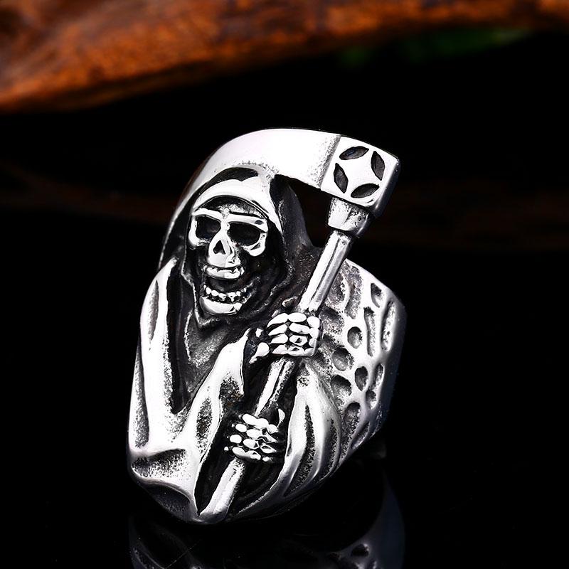 Beier 2022 Neue Designs 316L Edelstahl Klassisch Helles Totenkopf Sensenmann Herrenring Punk Party Hochwertiger Schmuck LLBR8-143R