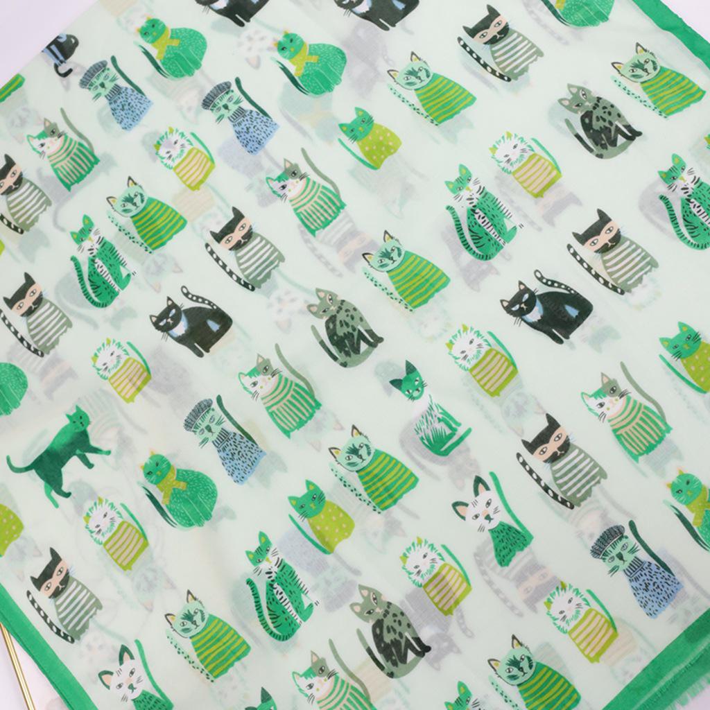 Kitten Paradise 60 Stück Niedliche Seidensatin Baumwolle Schals, Bedruckte Lange Schals für Frühling und Herbst Sonnenschutz